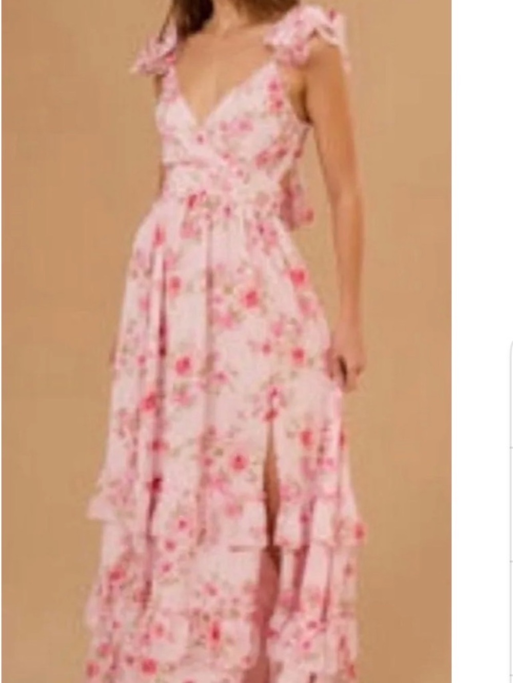 Altar'd State Pink Floral Tie-Shoulder Maxi Dress